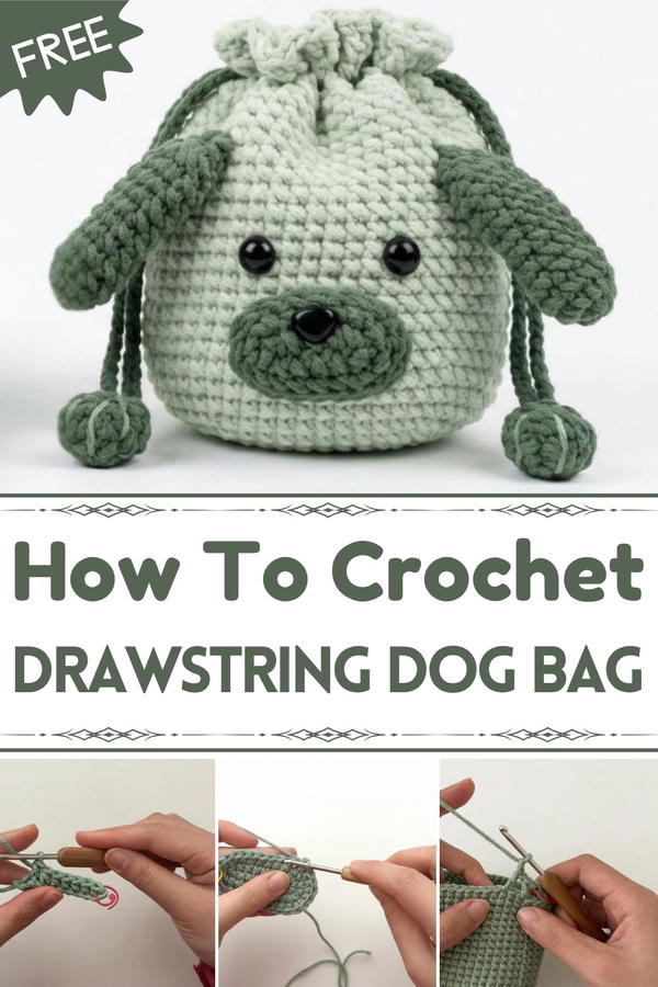 How to Crochet a Cute Dog Drawstring Bag Step-by-Step Tutorial 1