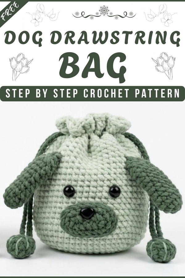 How to Crochet a Cute Dog Drawstring Bag Step-by-Step Tutorial 7