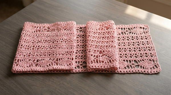 How to crochet a lace summer scarf with pineapple border 6