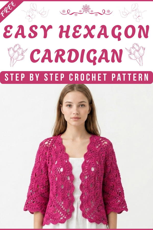 How to crochet hexagon cardigan beginner friendly 7
