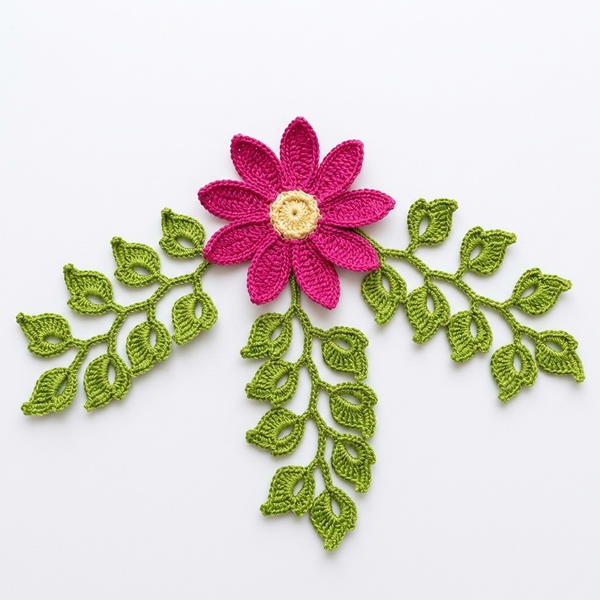 Make a beautiful Irish crochet branch for your blouses. 8