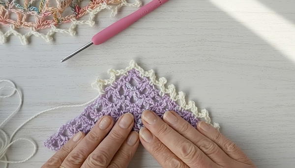 One Skein Crochet Triangle Shawl Vintage Peach 6