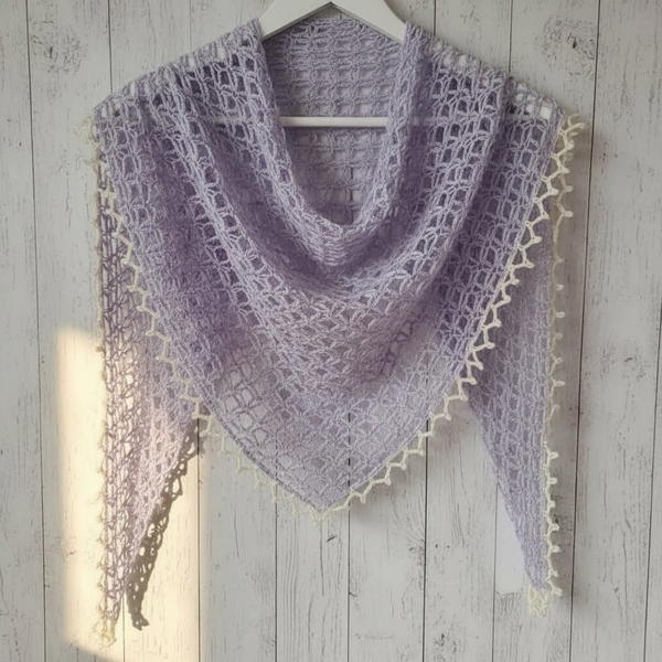 One Skein Crochet Triangle Shawl Vintage Peach 8