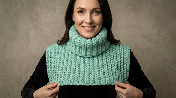 Super Easy Seamless Chunky TurtleNeck Cowl 2