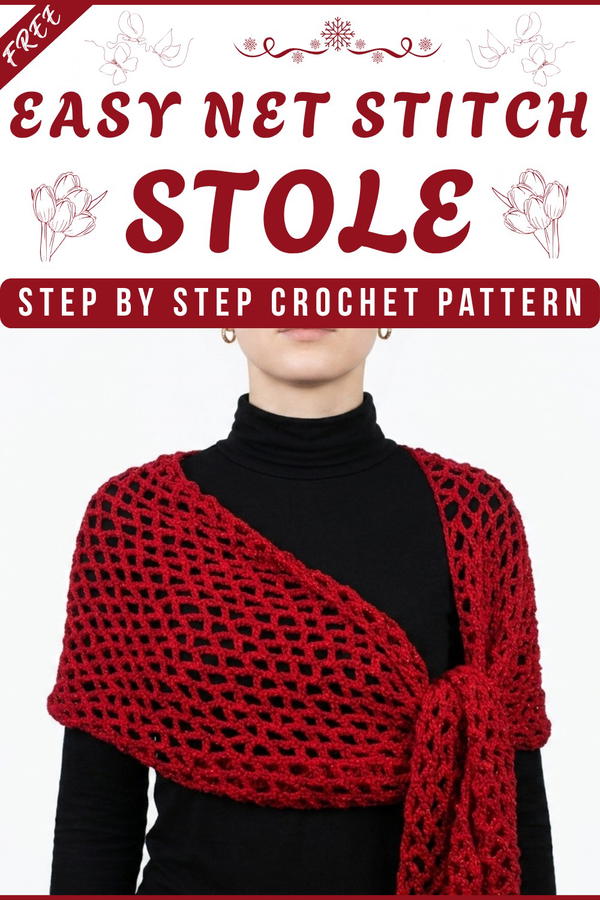 Tutorial Net Stitch Stole - Crochet 7