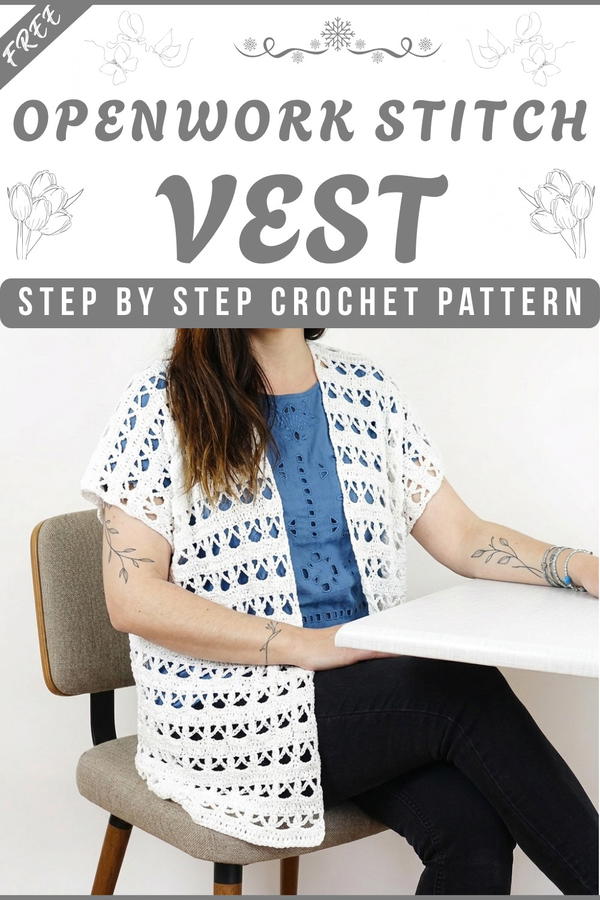 crochet vest openwork stitch Indie easy all sizes 7