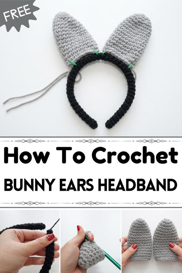 CROCHET BUNNY EARS HEADBAND FOR ADULT KIDS 1