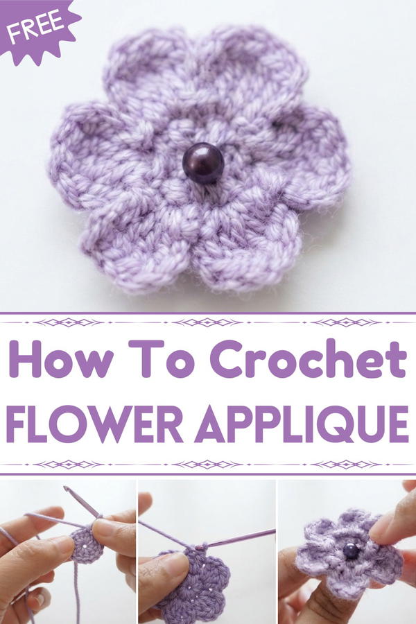 CROCHET FLOWER APPLIQUE (SUPER EASY) 1