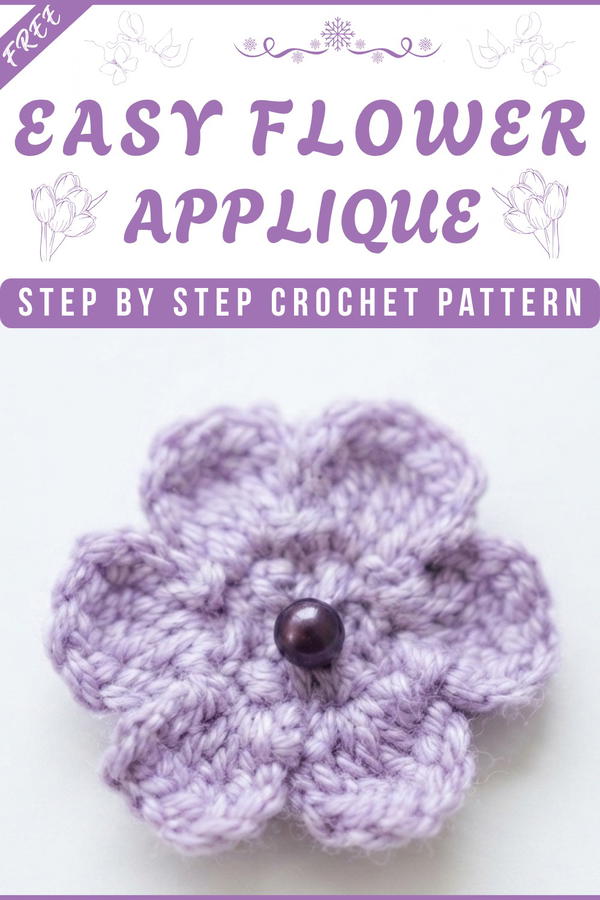 CROCHET FLOWER APPLIQUE (SUPER EASY) 8