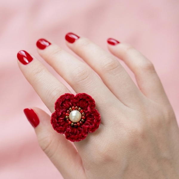 CROCHET FLOWER RING 8