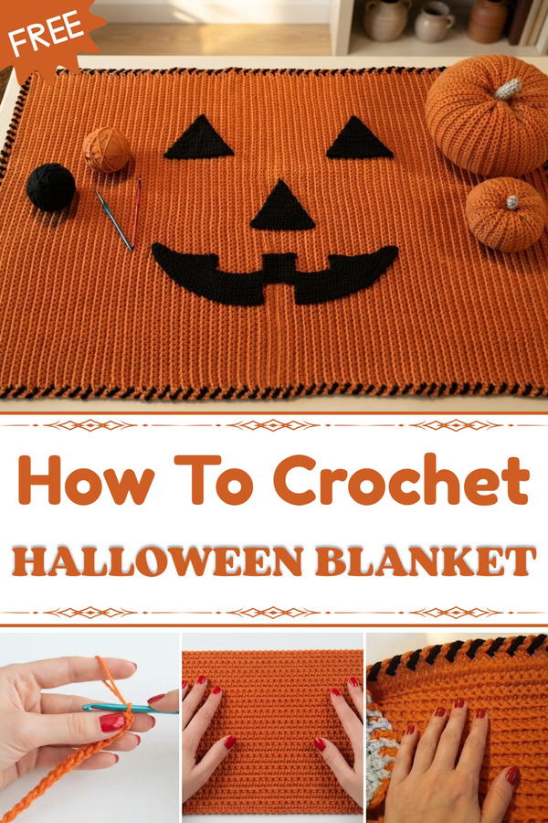 CROCHET HALLOWEEN BABY BLANKET. FREE CROCHET PATTERN 1