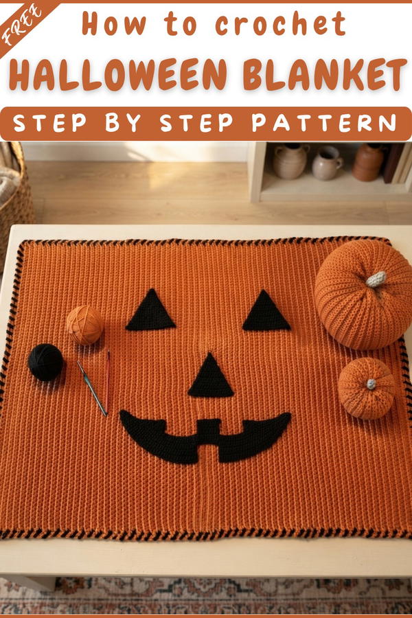 CROCHET HALLOWEEN BABY BLANKET. FREE CROCHET PATTERN 7