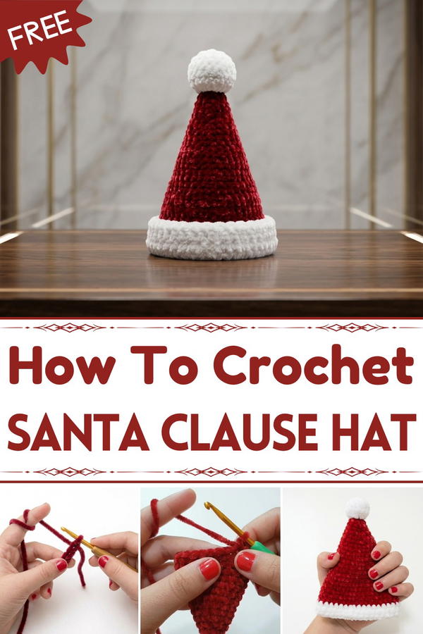 CROCHET SANTA CLAUSE HAT FOR DOLLS (BIG VERSION) 1