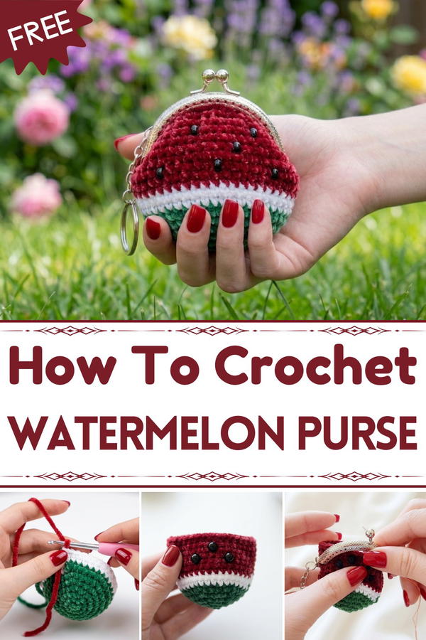 CROCHET WATERMELON COIN PURSE KEYCHAIN 1