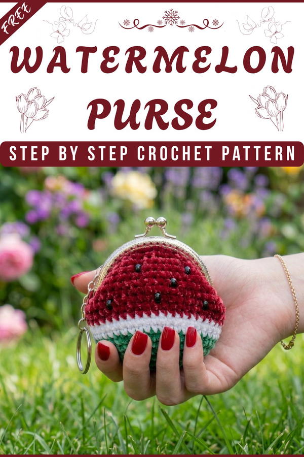 CROCHET WATERMELON COIN PURSE KEYCHAIN 9