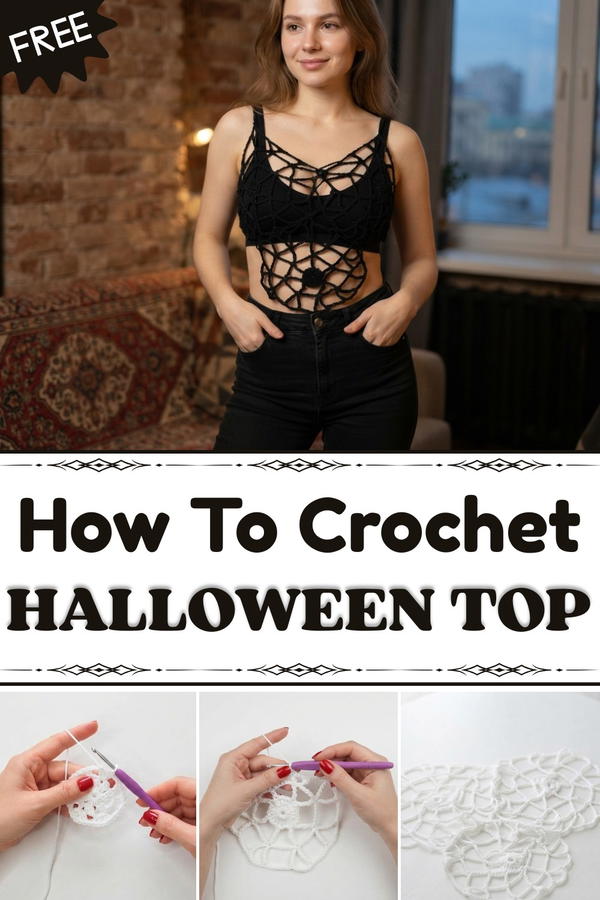 Crochet A Simple Spiderweb Halloween Top 1