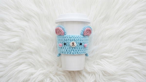 Crochet Bear Cozy - Travel Mug 2