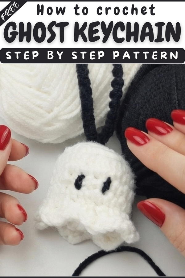 Crochet Ghost Keychain Crochet Halloween Bag Charm (8)