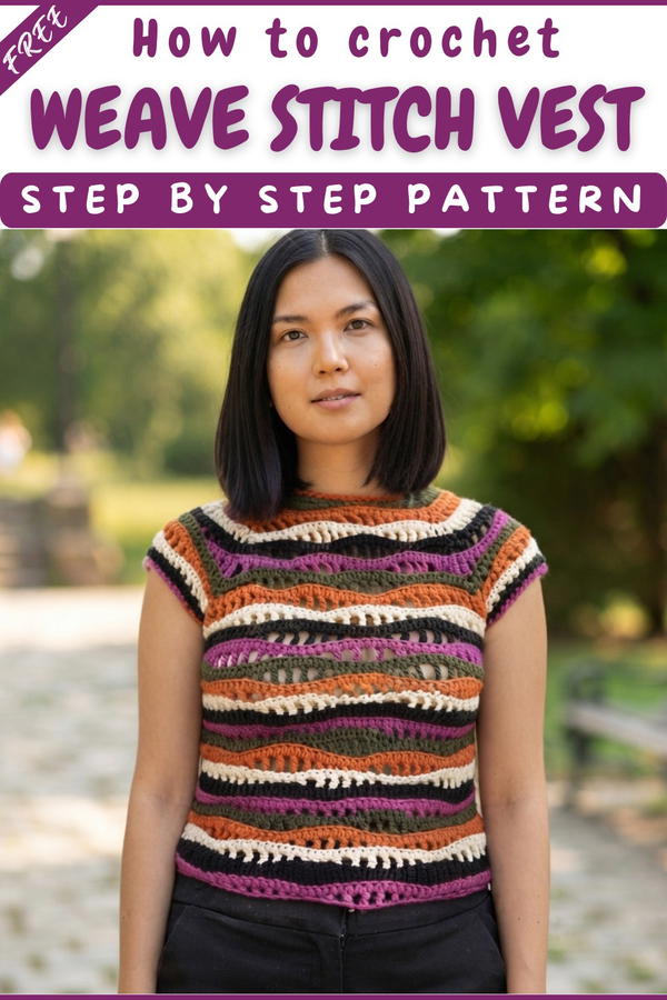 Easy Crochet Weave Stitch Vest Beginner Friendly Halloween Top Tutorial 7