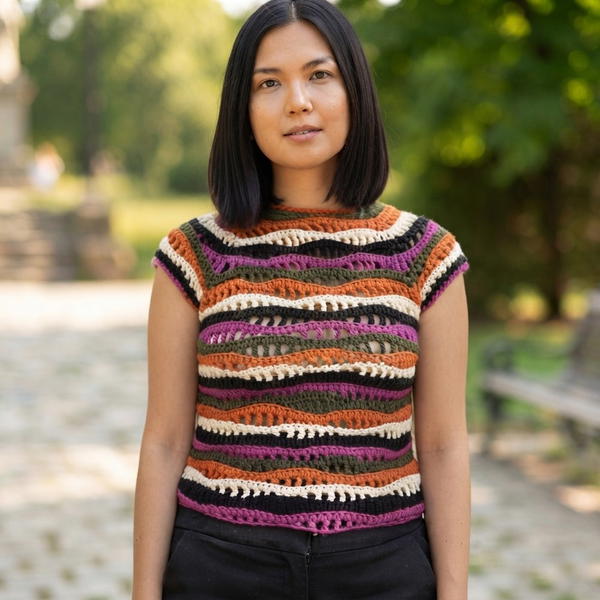 Easy Crochet Weave Stitch Vest Beginner Friendly Halloween Top Tutorial 8