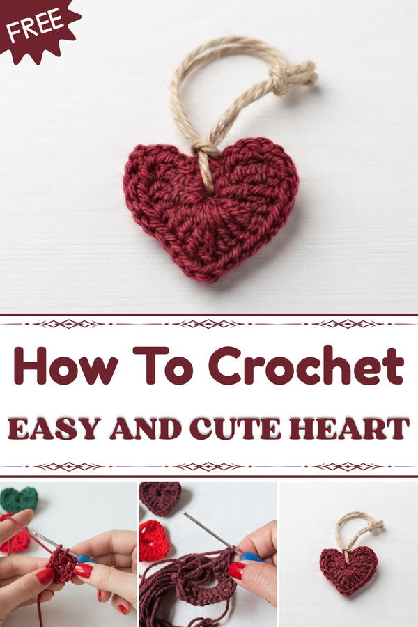 How to crochet cute heart for absolute beginners 1