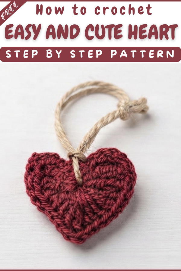 How to crochet cute heart for absolute beginners 7