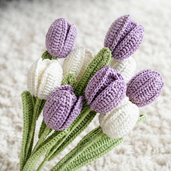 How to crochet tulips flower 9