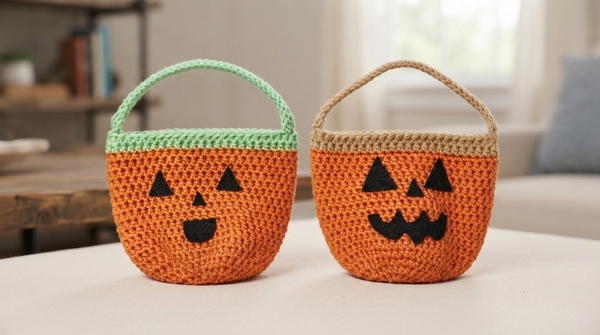 Pumpkin treat bag crochet tutorial 2