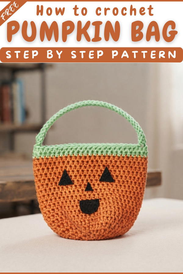 Pumpkin treat bag crochet tutorial 7