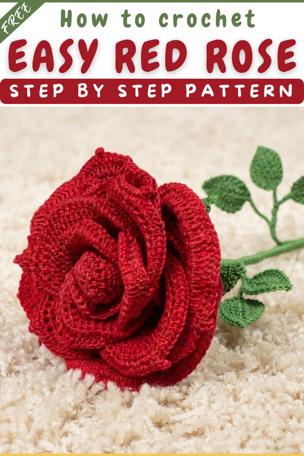 Red Rose Crochet Tutorial 11
