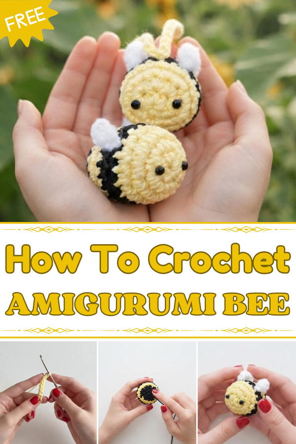 SHORT & EASY!! BEE KNITTING TUTORIAL BEE AMIGURUMI KNITTING TUTORIAL FOR BEGINNERS 1
