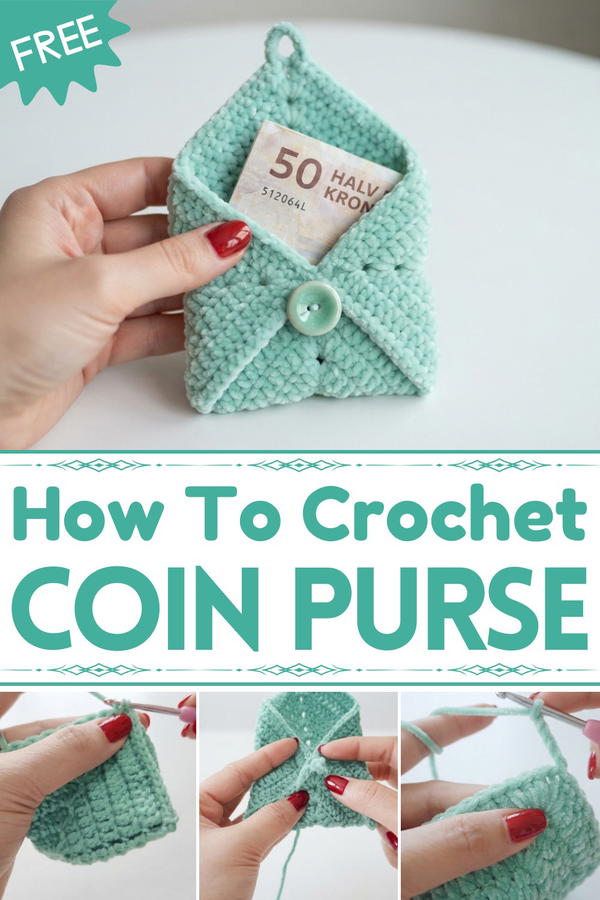 SOLID GRANNY SQUARE COIN PURSE CARD HOLDER 1