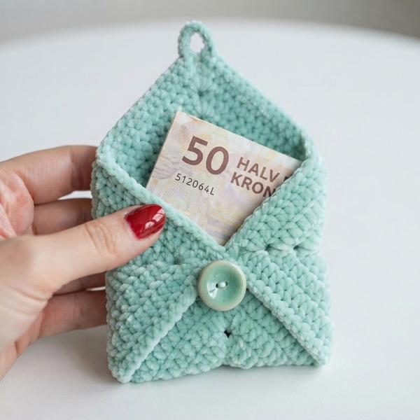 SOLID GRANNY SQUARE COIN PURSE CARD HOLDER 10