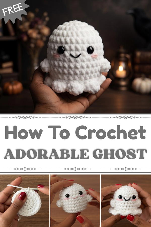 how to crochet a ghost 👻 extremely beginner tutorial, STEP-BY-STEP 1