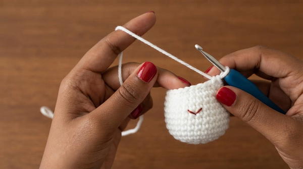 how to crochet a ghost 👻 extremely beginner tutorial, STEP-BY-STEP 5