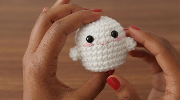 how to crochet a ghost 👻 extremely beginner tutorial, STEP-BY-STEP 7