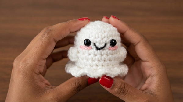how to crochet a ghost 👻 extremely beginner tutorial, STEP-BY-STEP 8