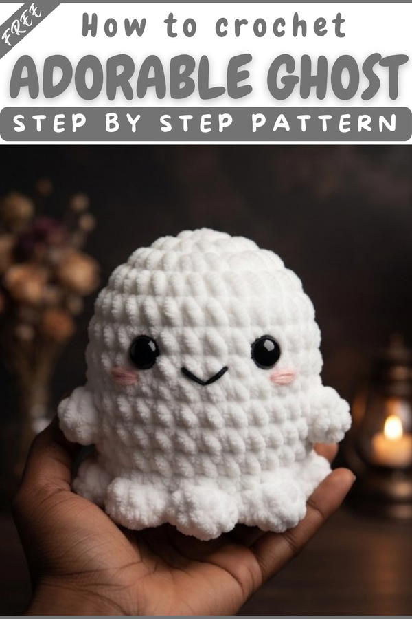 how to crochet a ghost 👻 extremely beginner tutorial, STEP-BY-STEP 9