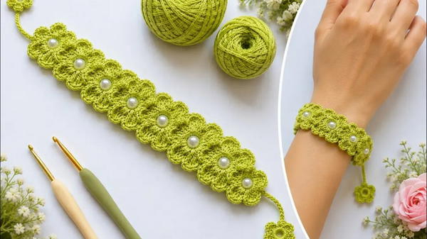 A VERY DELICATE AND EASY FLOWER CHAIN ENGLISH SUBTITLES 2