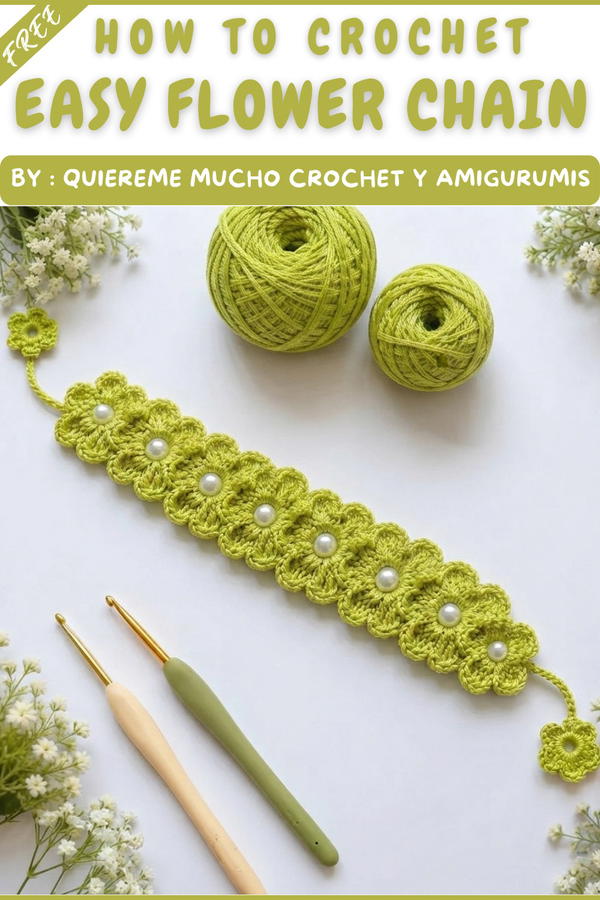 A VERY DELICATE AND EASY FLOWER CHAIN ENGLISH SUBTITLES 7