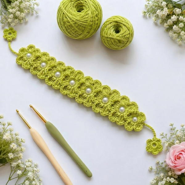 A VERY DELICATE AND EASY FLOWER CHAIN ENGLISH SUBTITLES 8