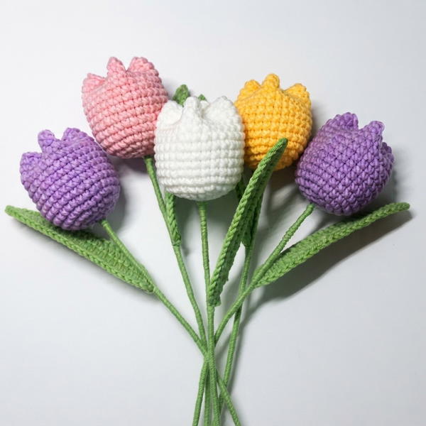 Crochet Tulip Flower 🌷 Easiest Crochet Tulip Tutorial for Gifts and Decoration 9