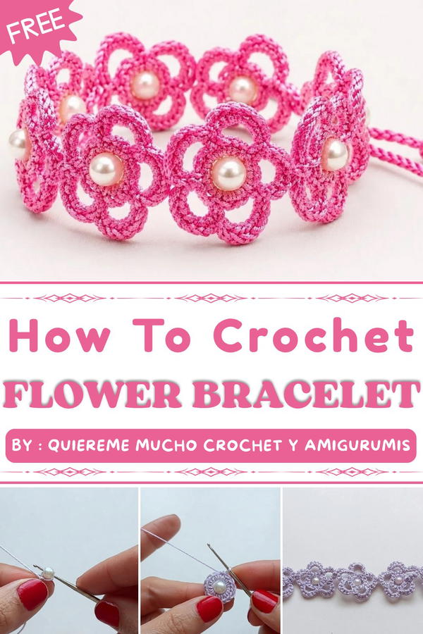 Free Crochet Flower Bracelet Pattern for Spring Accessories 1