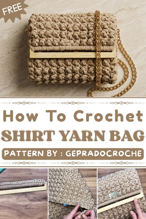 How To Crochet Bag With T-shirt Yarn And Wooden Accessory 1
