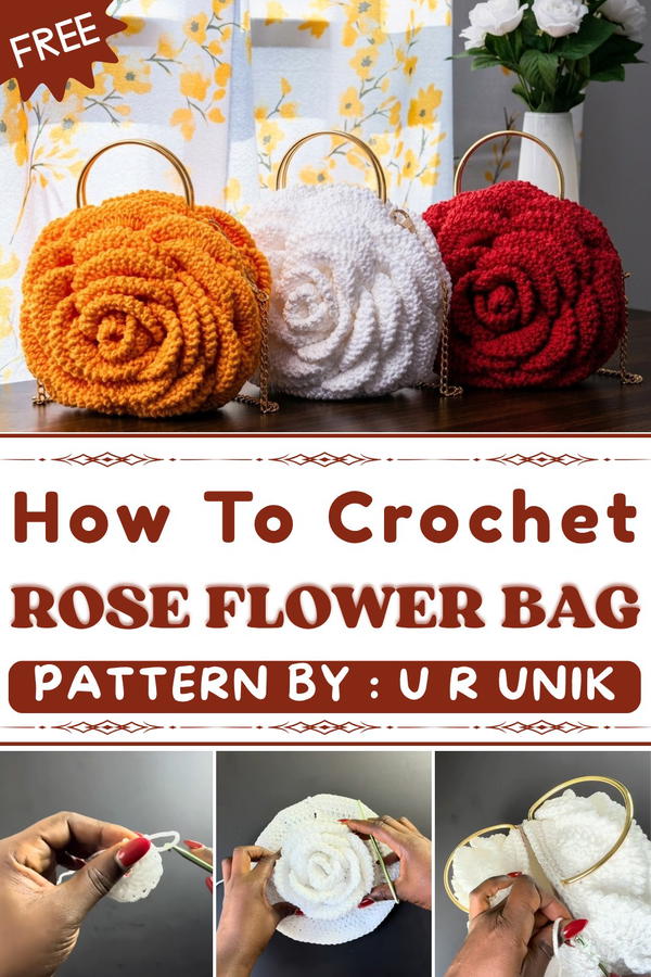 How To Crochet Rose Flower Bag Beautiful Floral Pattern Tutorial (1)