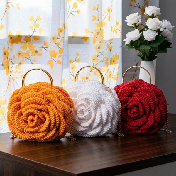 How To Crochet Rose Flower Bag Beautiful Floral Pattern Tutorial (10)