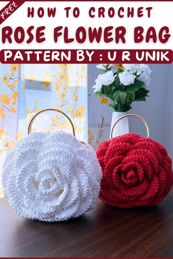 How To Crochet Rose Flower Bag Beautiful Floral Pattern Tutorial (11)