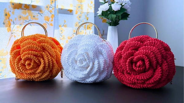How To Crochet Rose Flower Bag Beautiful Floral Pattern Tutorial (2)
