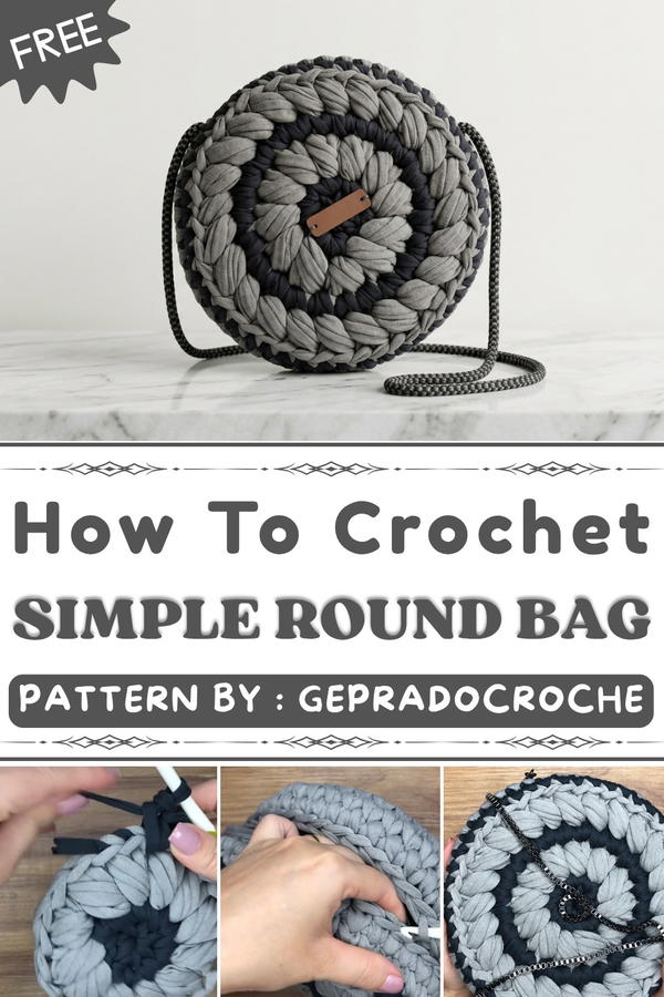 How To Crochet Round Bag Made With T-shirt Yarn (1)