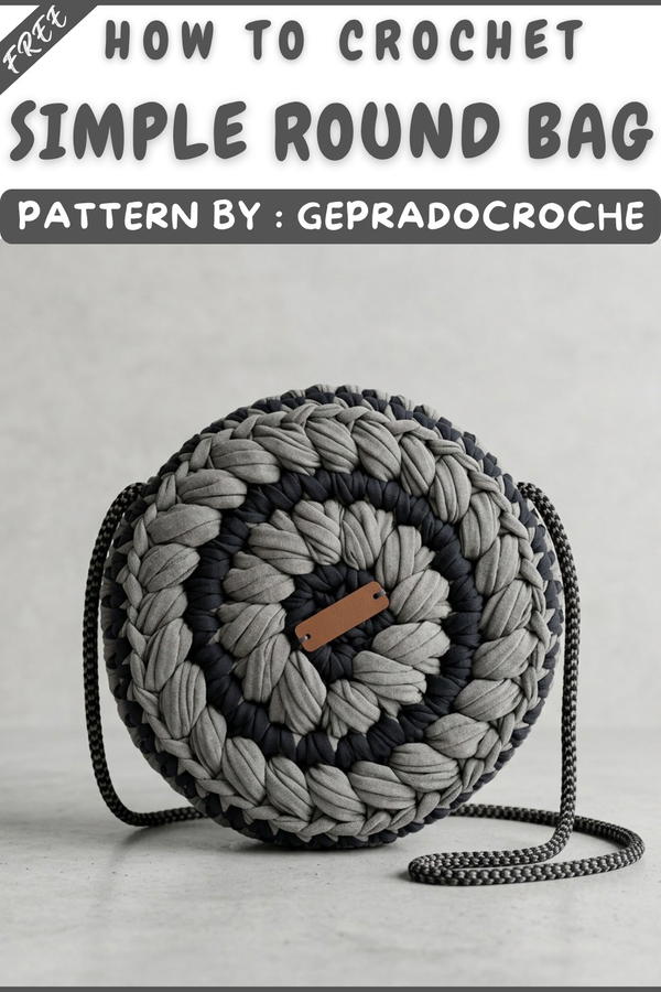 How To Crochet Round Bag Made With T-shirt Yarn (11)